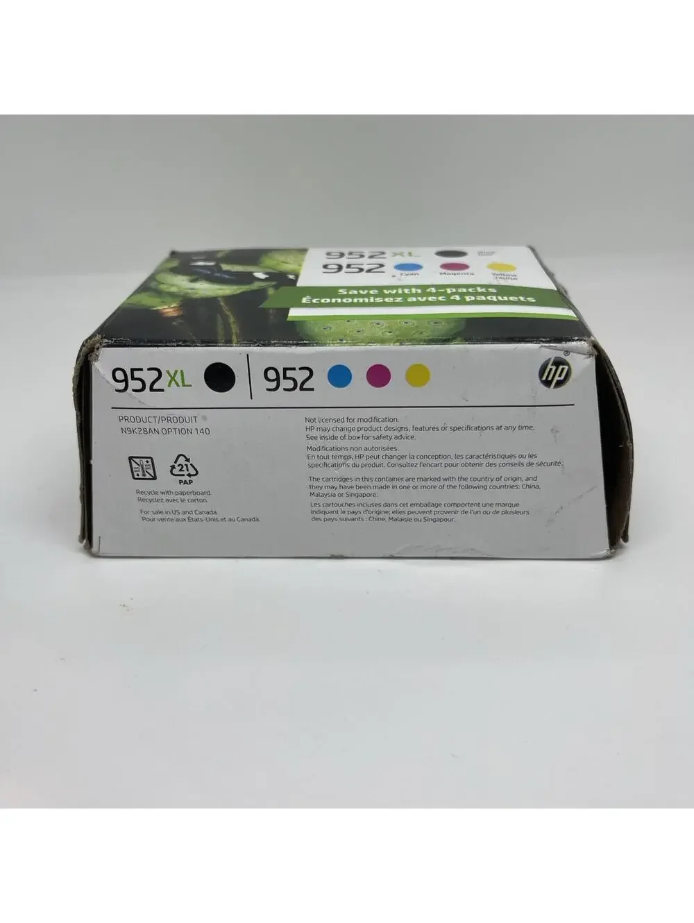 HP 952XL Black & 952 Color Ink N9K28AN Combo 4 Pack OEM Sealed